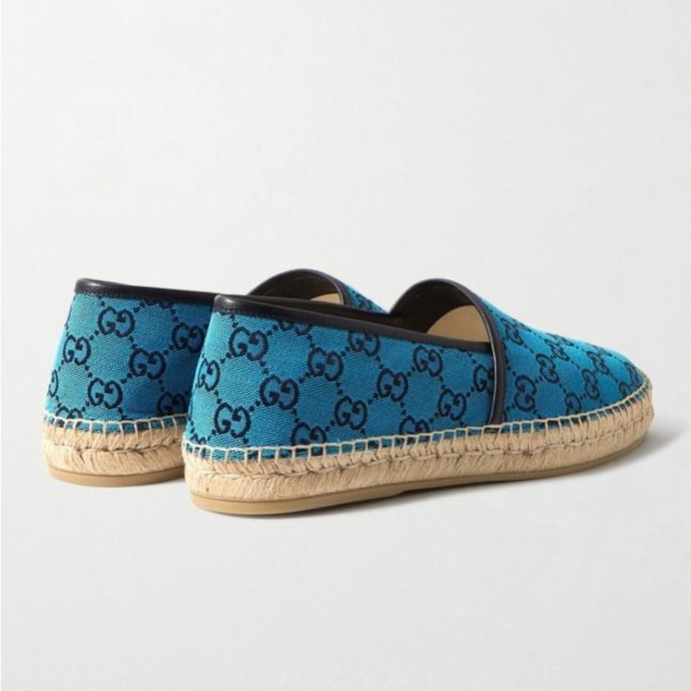 Gucci Blue GG Logo Multicolor Canvas Espadrilles Flats - Picture 4 of 12